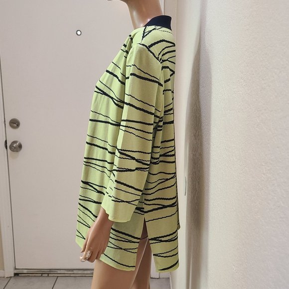 Ming Wang Green and Black Striped Cardigan - Picture 4 of 7